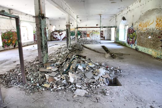 Old industrial interior. Part of Boyen fortress in Gizycko, Poland.