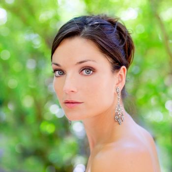 beautiful blue eyes woman outdoor green park portrait