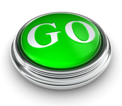 go word on green button on white background. clipping path included