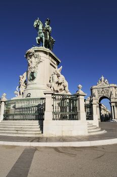 Statue in Lisbon city and commercial place, Portugal