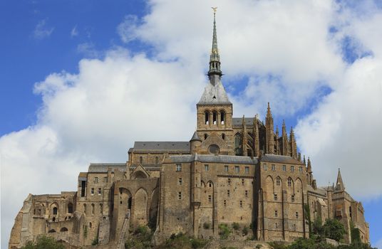 Detail of the upper part of the monastry from Mountain Saint Michel in France.