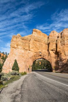 famous tunnel in the rock iacross the road n utah