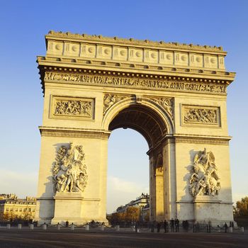 Arch of Triumph on the Etoile place square. Paris, France