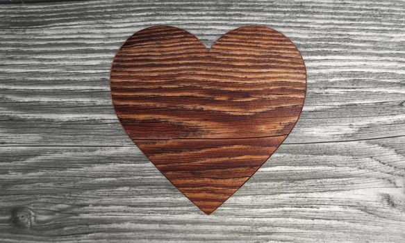 3D graphic Sustainable heart symbol  in a wooden textured  background