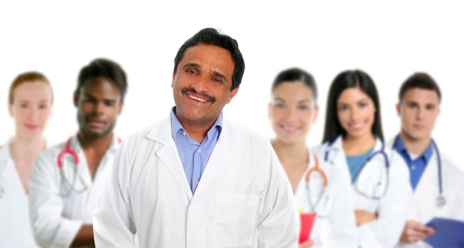 Indian latin expertise doctor multi ethnic doctors nurse in background