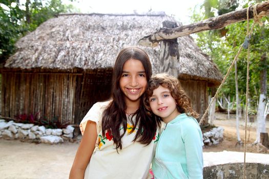 Indian mayan latin girl with her caucasian friend varied ethnicity