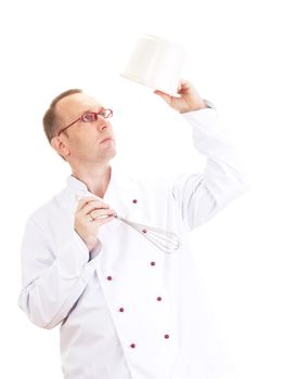 Chef with whisk and bowl