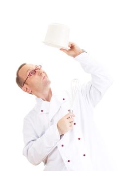 Chef with whisk and bowl