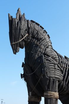 The copy of Troy wooden horse at Canakkale, Turkey 