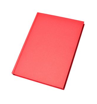 Blank red hardcover book isolated on white background