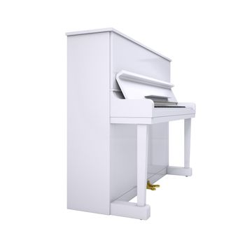 White piano. Isolated render on a white background
