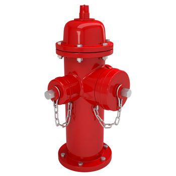 Red fire hydrant. Isolated render on a white background