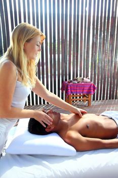 Massage therapy physiotherapy i in jungle cabin latin asian
