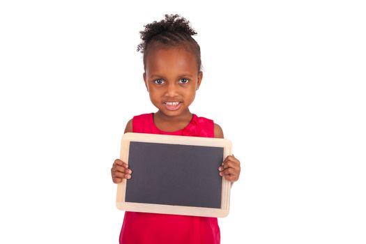 Adorable african little girl on white background