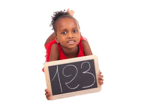 Adorable african little girl on white background