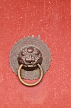 Old door chinese antique with lion head