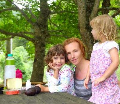 Mother daughter family picnic outdoor park happy day