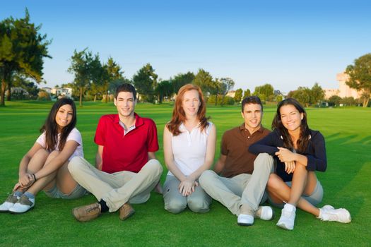 friends group people happy sitting green grass outdoor