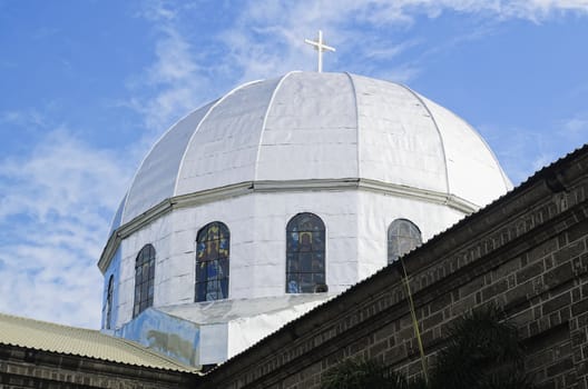 Dome of big Catholic Church in Pampanga Province, Philippines.
