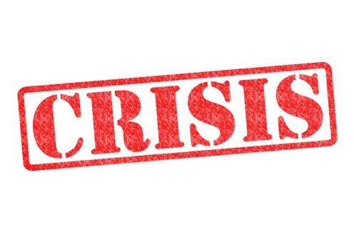 CRISIS Rubber Stamp over a white background.