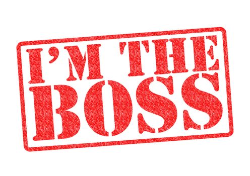 I'M THE BOSS Rubber Stamp over a white background.