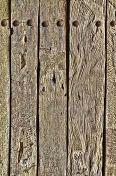 Closeup of beat-up and weathered wooden planks