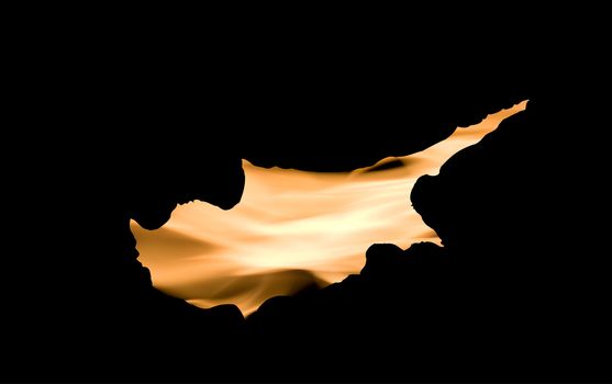 Cyprus under fire over black background