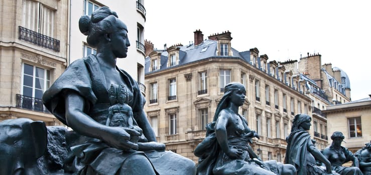 Statues of six continets in front of Orsay Museum