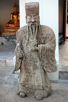 Statue of Man at Wat Pho isolation in Bangkok ,Thailand
