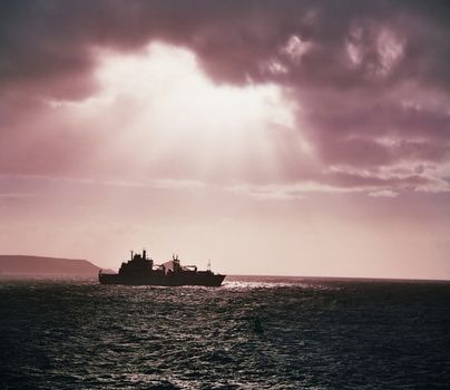 morning shot of navy ship