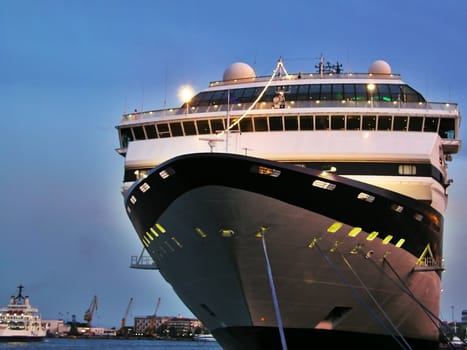  Anchored cruise ship at dawn