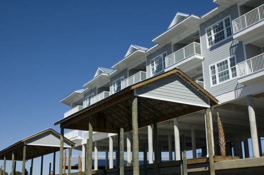 Beach condos lined up on the canal.