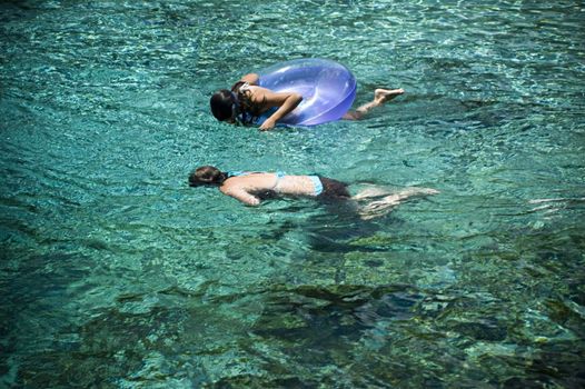 Kids tubing and snorkeling in Fanning Springs.