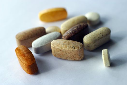 The image of vitamins in close-up