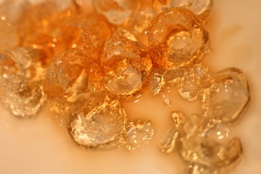 The image of slices of ice covered with red sauce