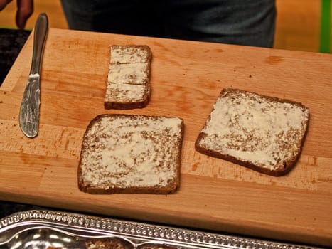 Fresh country bread and butter for a healthy breakfast
