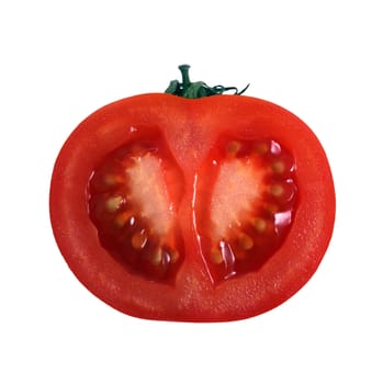 Half of tomato on a white background