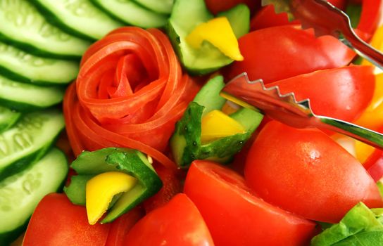 Tomatoes, cucumbers and pepper for salad