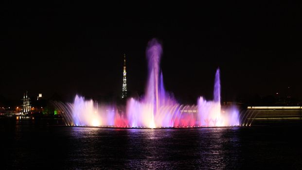 fountain, colour, water, river, figure, stream, night, city, peter, and, paul, fortress