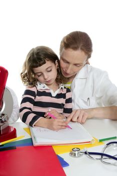 doctor natural sciences teaching pupil at school