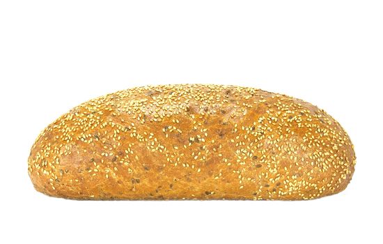 isolated loaf of baked bread with sesame seeds