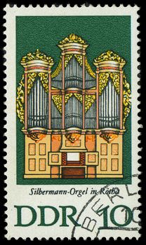 GDR - CIRCA 1976: a stamp printed in GDR shows Silbermann Organ, Rotha, Germany, circa 1976