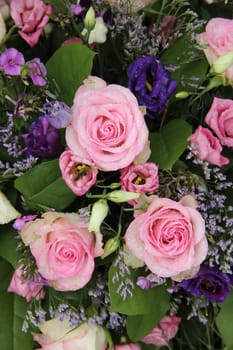 Bridal roses, wedding decorations in purple and pink