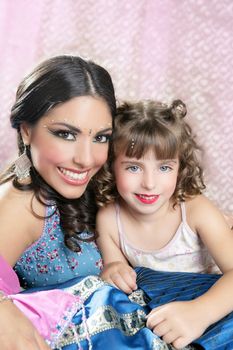 Beautiful portrait of magic indian queen and caucasian princess