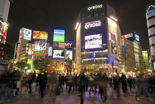 hachiko square Shibuya crossing at night tokyo japan 