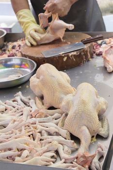 Chicken Butcher at Wet Market in Asia