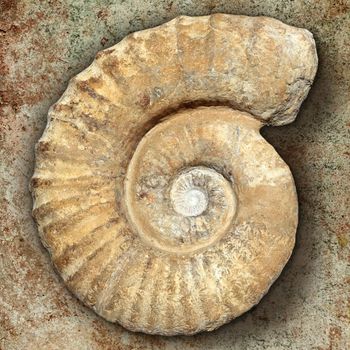 fossil spiral snail stone real ancient petrified shell over limestone