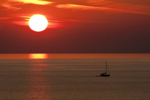 Sunset and Boat, Alanya, Turkey