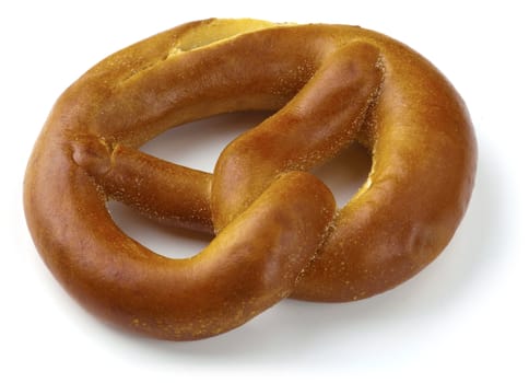 Single Pretzel on a White Background.