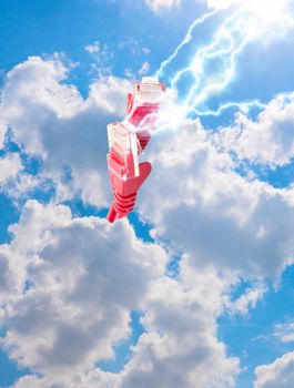 Cloud Computing Concept - Ethernet Cable on Blue Sky
